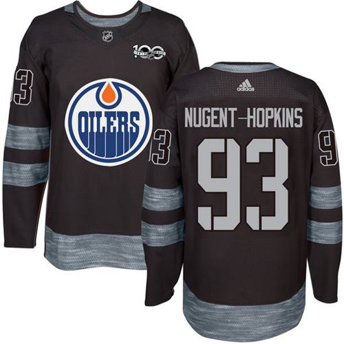 Adidas Oilers #93 Ryan Nugent-Hopkins Black 1917-100th Anniversary Stitched NHL Jersey